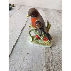 Vintage lefton Red Robin KW 464 bird statue figurine decor